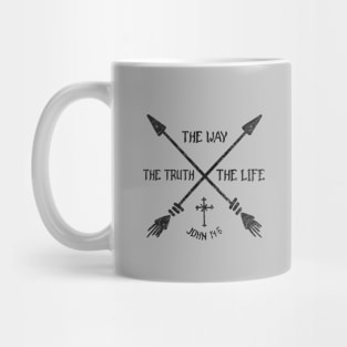 The Way, the Truth and the Life from John 14:6, Boho style with black text Mug